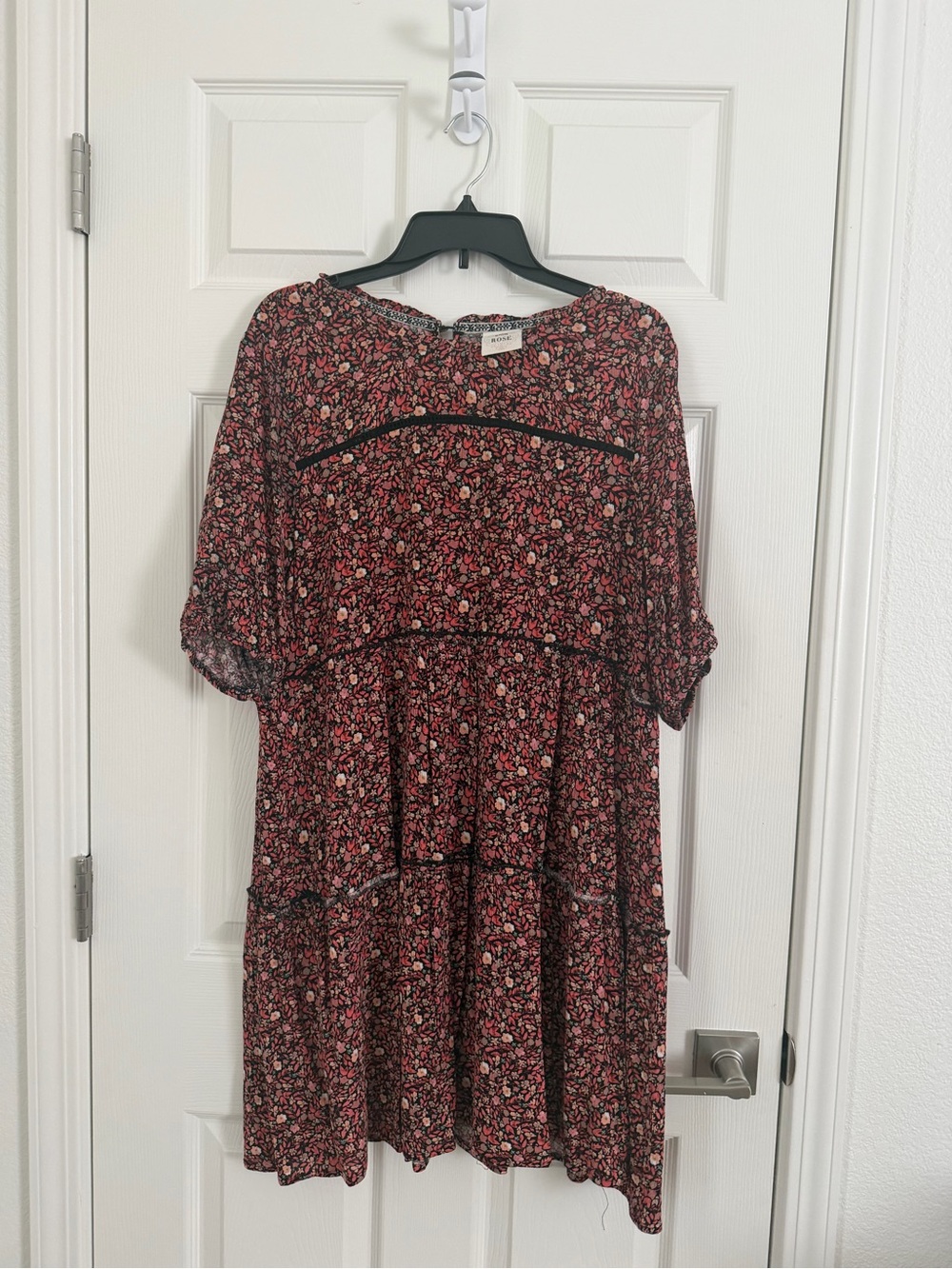 Target Burgundy Floral Tiered Mini Dress